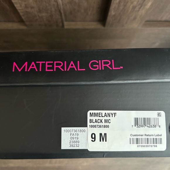 Material Girl Black Suede Boots Booties with Strap Detail Heels MMELANYF Size 9 - Picture 9 of 9